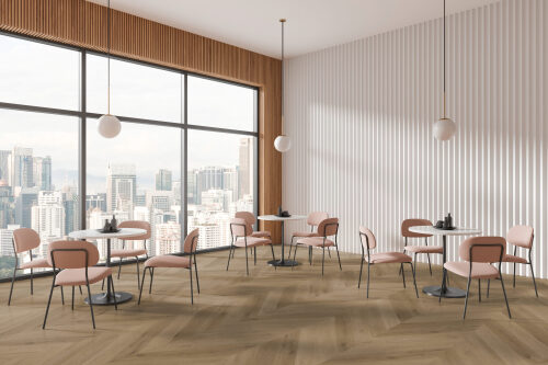 Vinilinės Klijuojamos Lentelės Čevron Raštu - Prestige Oak Light Amber